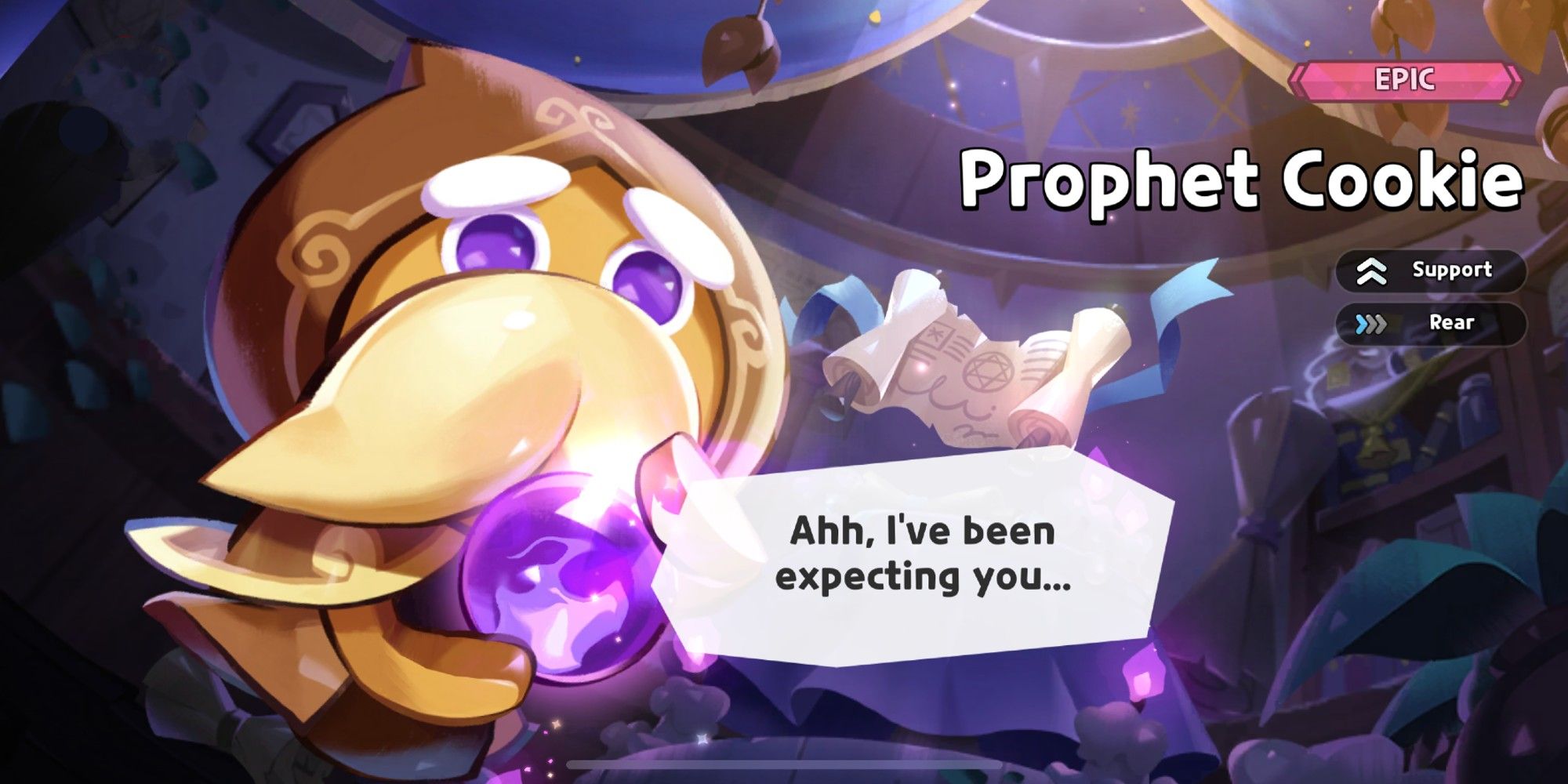 Prophet Cookie reading the future with purple orb in hand