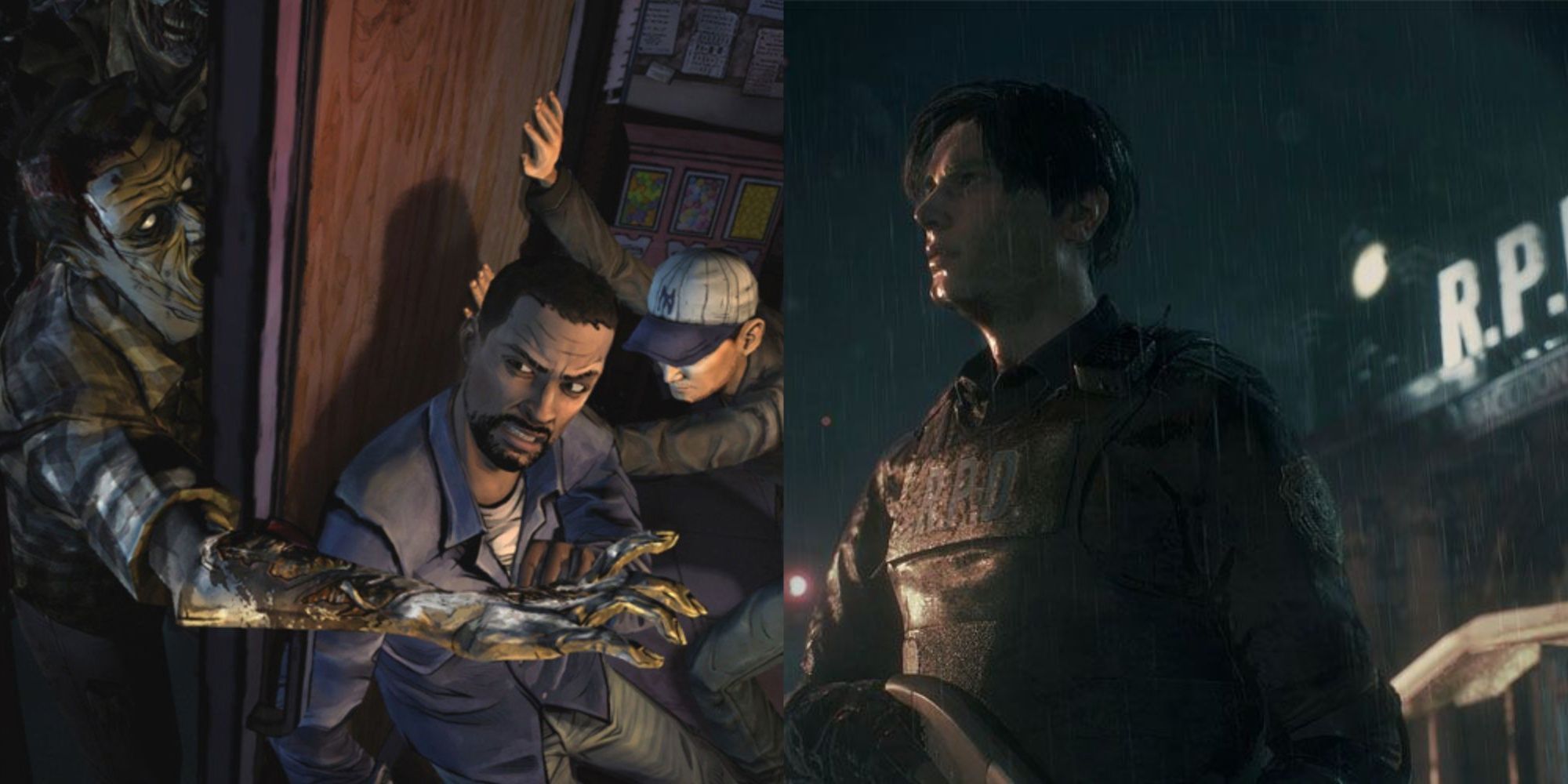 PS4 And PS5 Zombies Games Featured Split Image The Walking Dead And Resident Evil 2