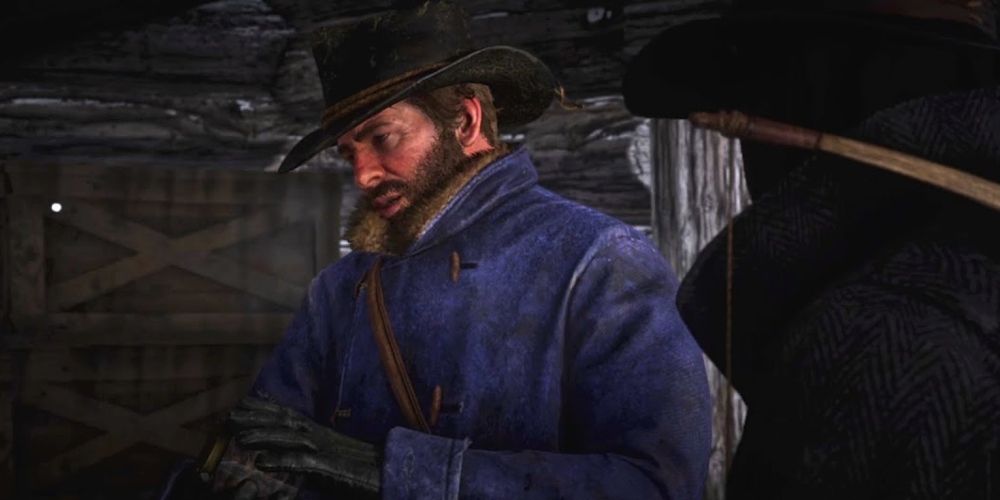Red Dead Redemption 2 Screenshot of Arthur looking at Offal