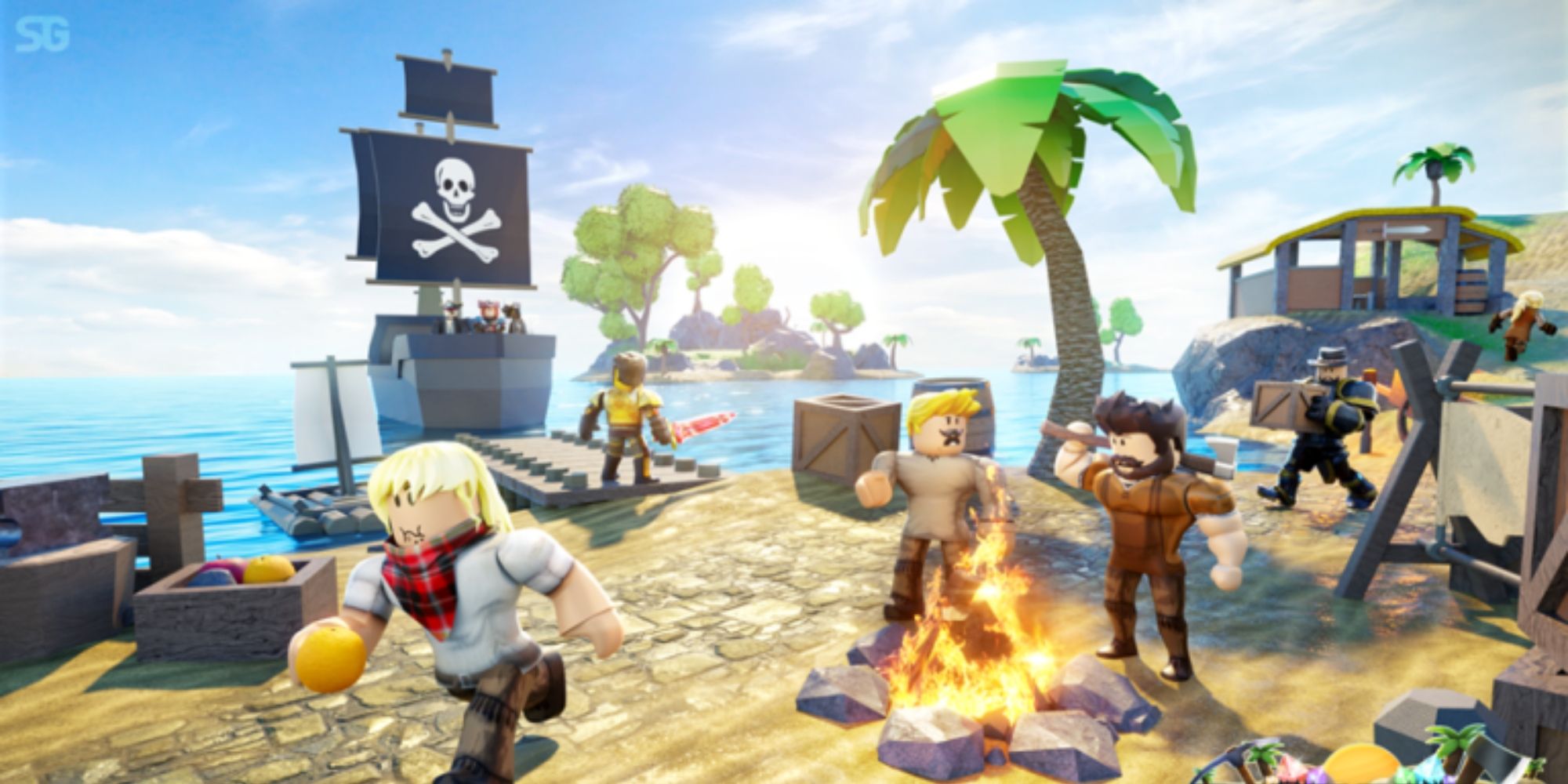Roblox Castaway island with people moving about