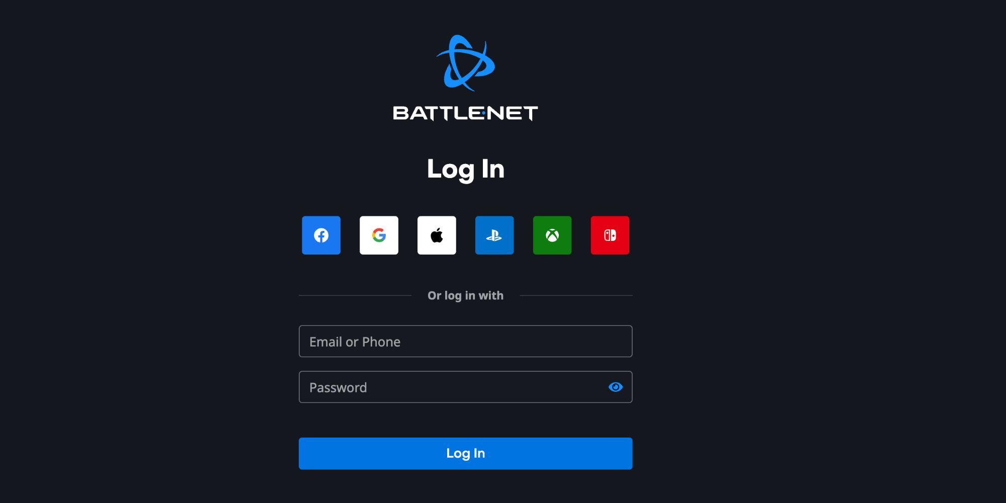 The login page for Blizzard BattleNet, showing options to link your account