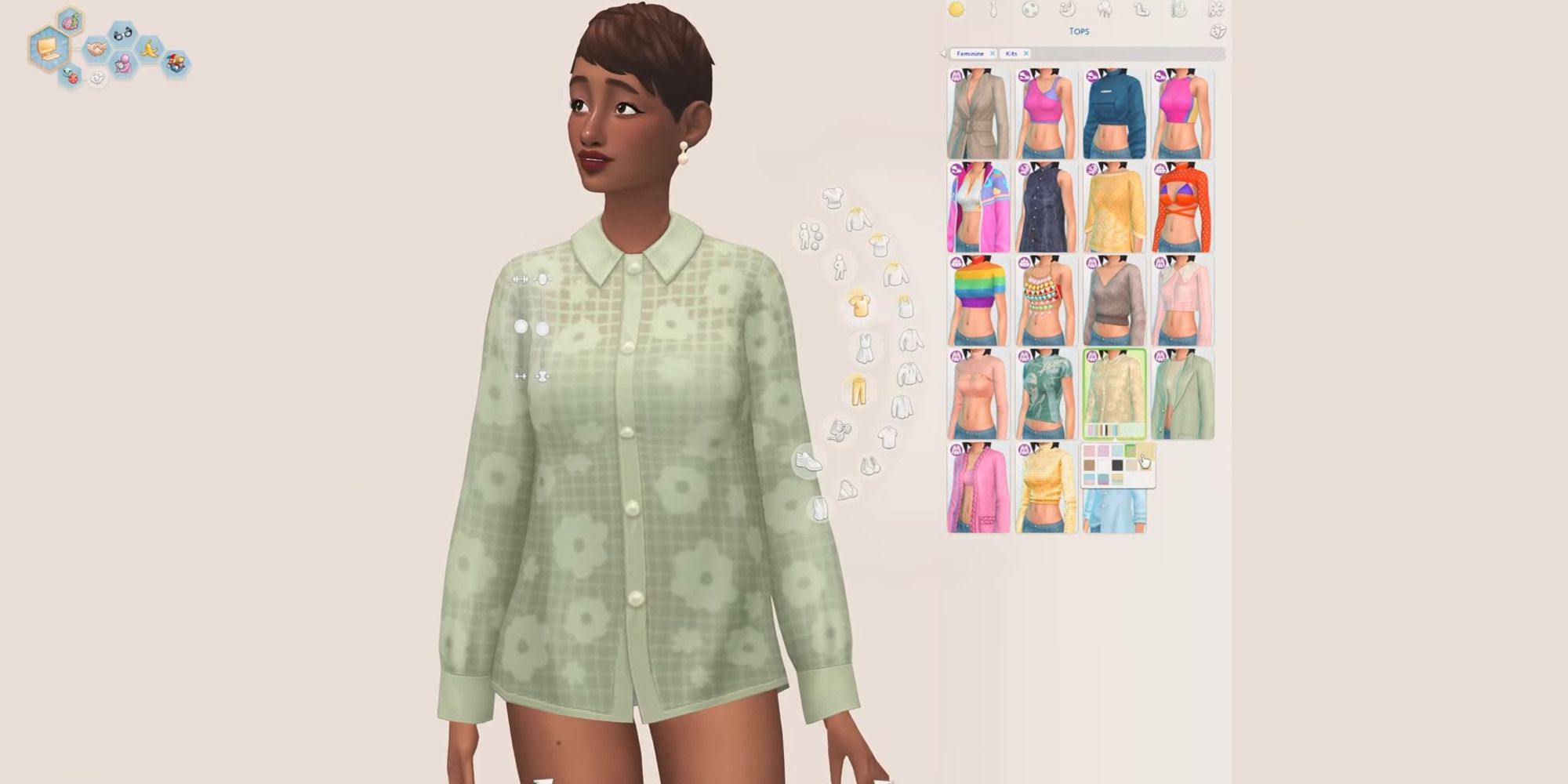 Floral Collared Long Sleeve Button-Up from Sims 4 Moonlight Chic Kit