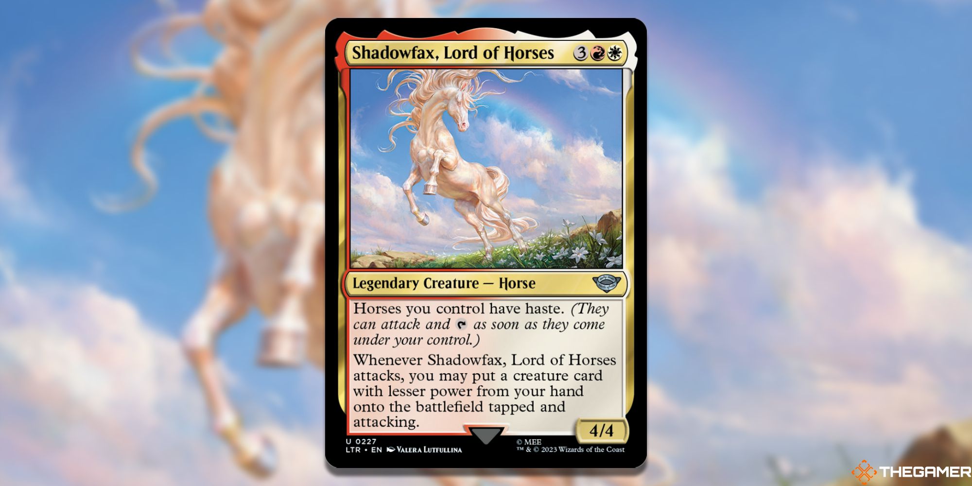  Image of the Shadowfax, Lord of Horses card in Magic: The Gathering, with art by Valera Lutfullina