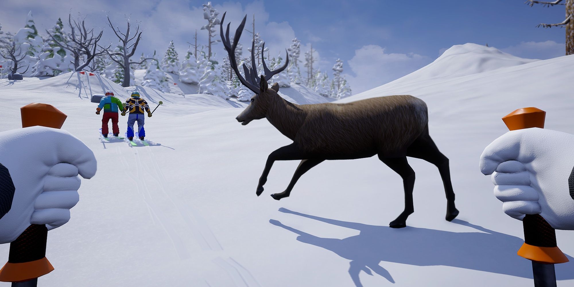 Skiing VR: Encountering A Reindeer During Multiplayer Free Roam