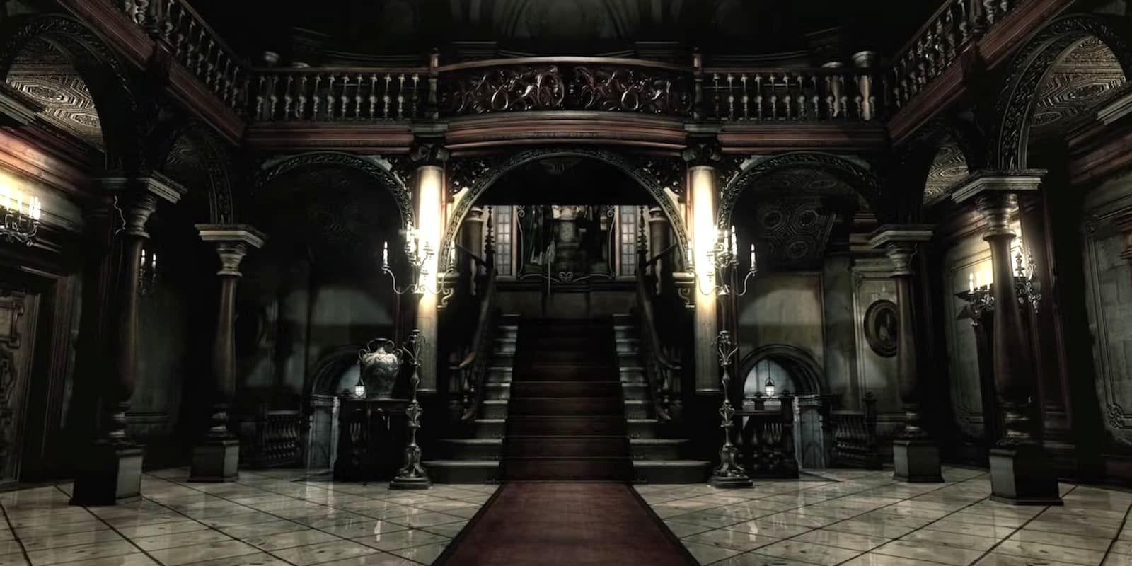 The entrance hall of the Spencer Mansion from Resident Evil