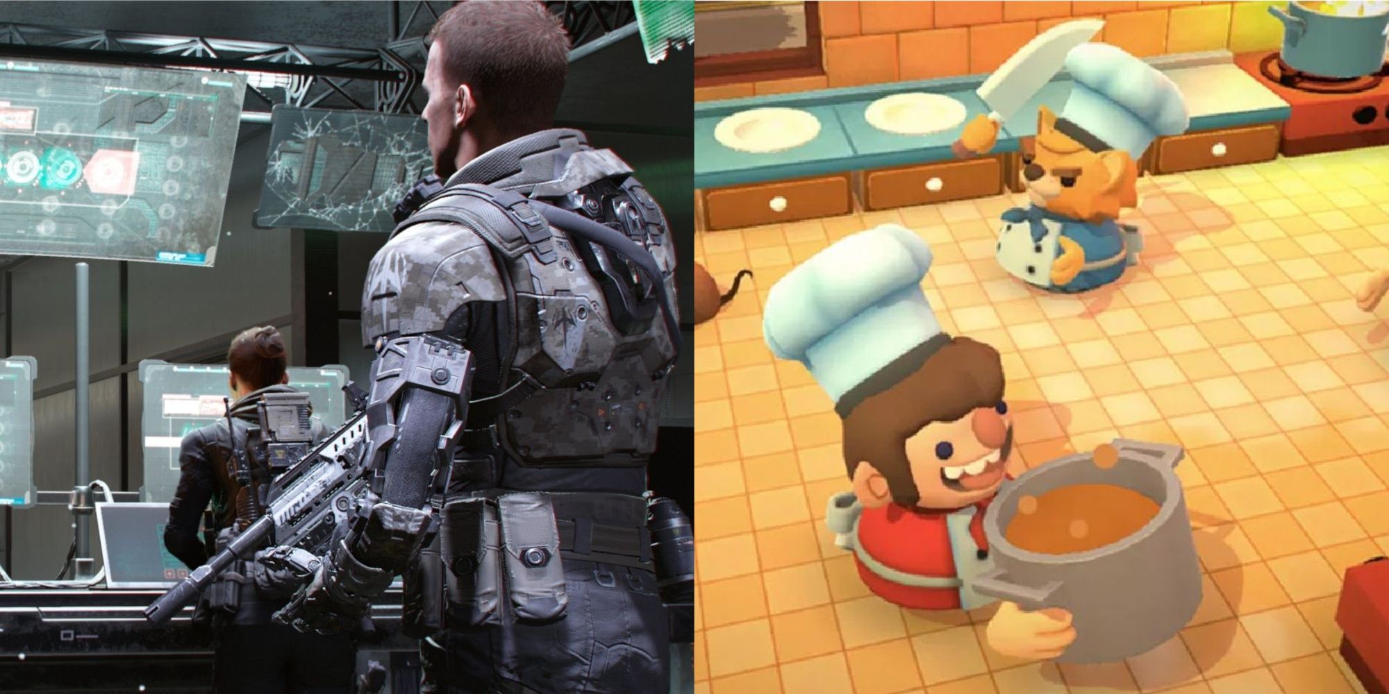 Split-Screen PS4 Games Featured Split Image Call Of Duty And Overcooked