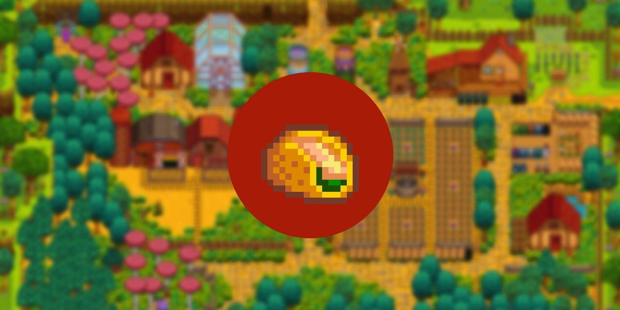 icon of Stardew Valley meal Fish Taco on a blurred farm background