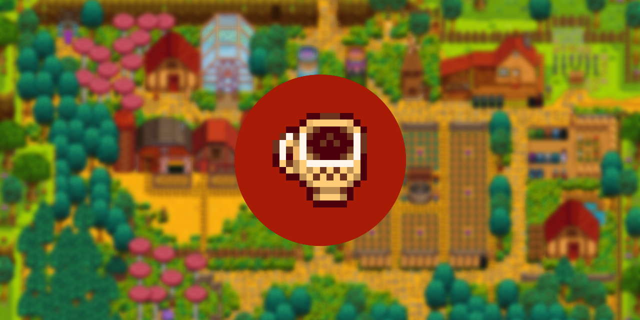 icon of Stardew Valley meal Triple Shot Espresso on a blurred farm background