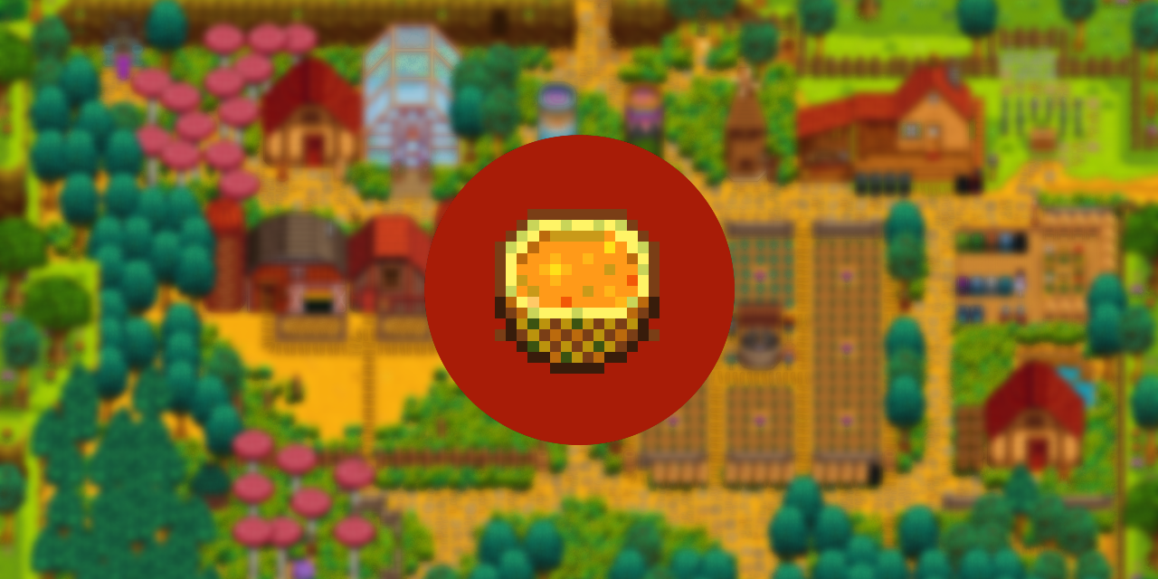 icon of Stardew Valley meal Tropical Curry on a blurred farm background