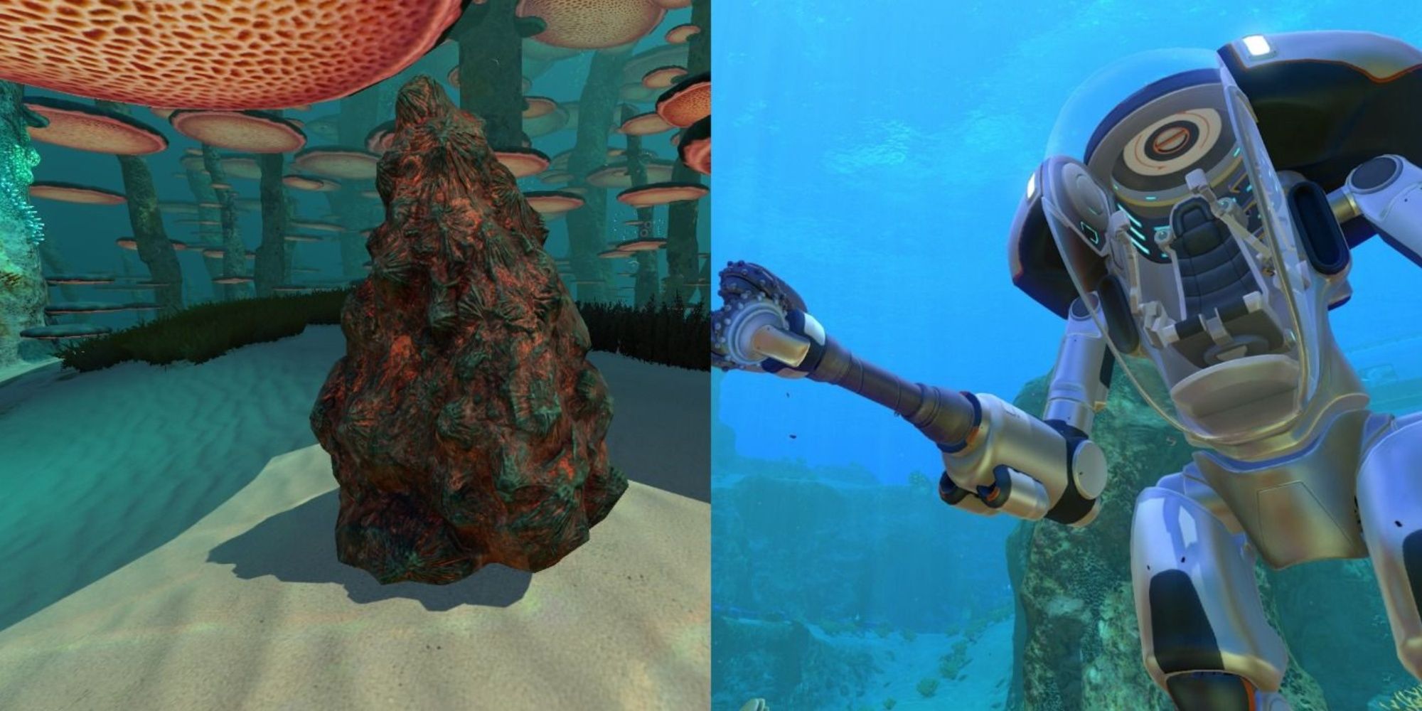 Subnautica - a large resource deposit and a prawn suit