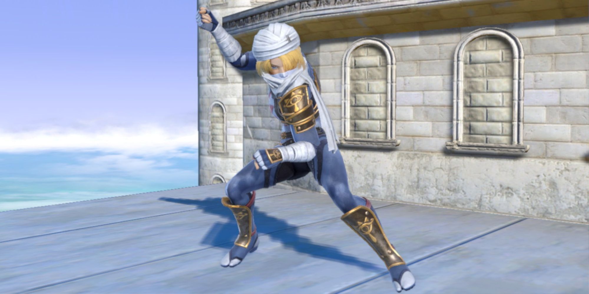 Sheik is holding a tripwire on the temple stage