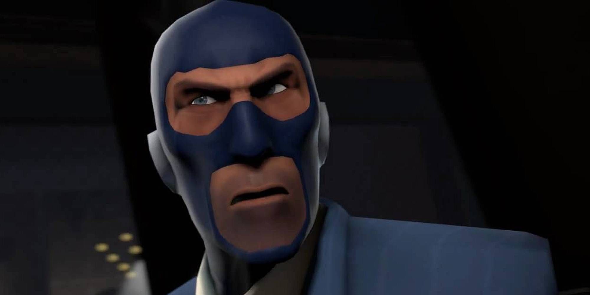 The Spy from Team Fortress 2 in a blue suit and mask.