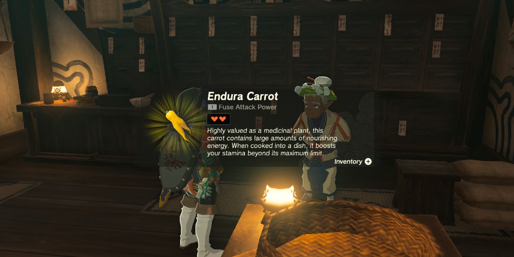Link's reward for the Codger's Quarrel quest is an Endura carrot.