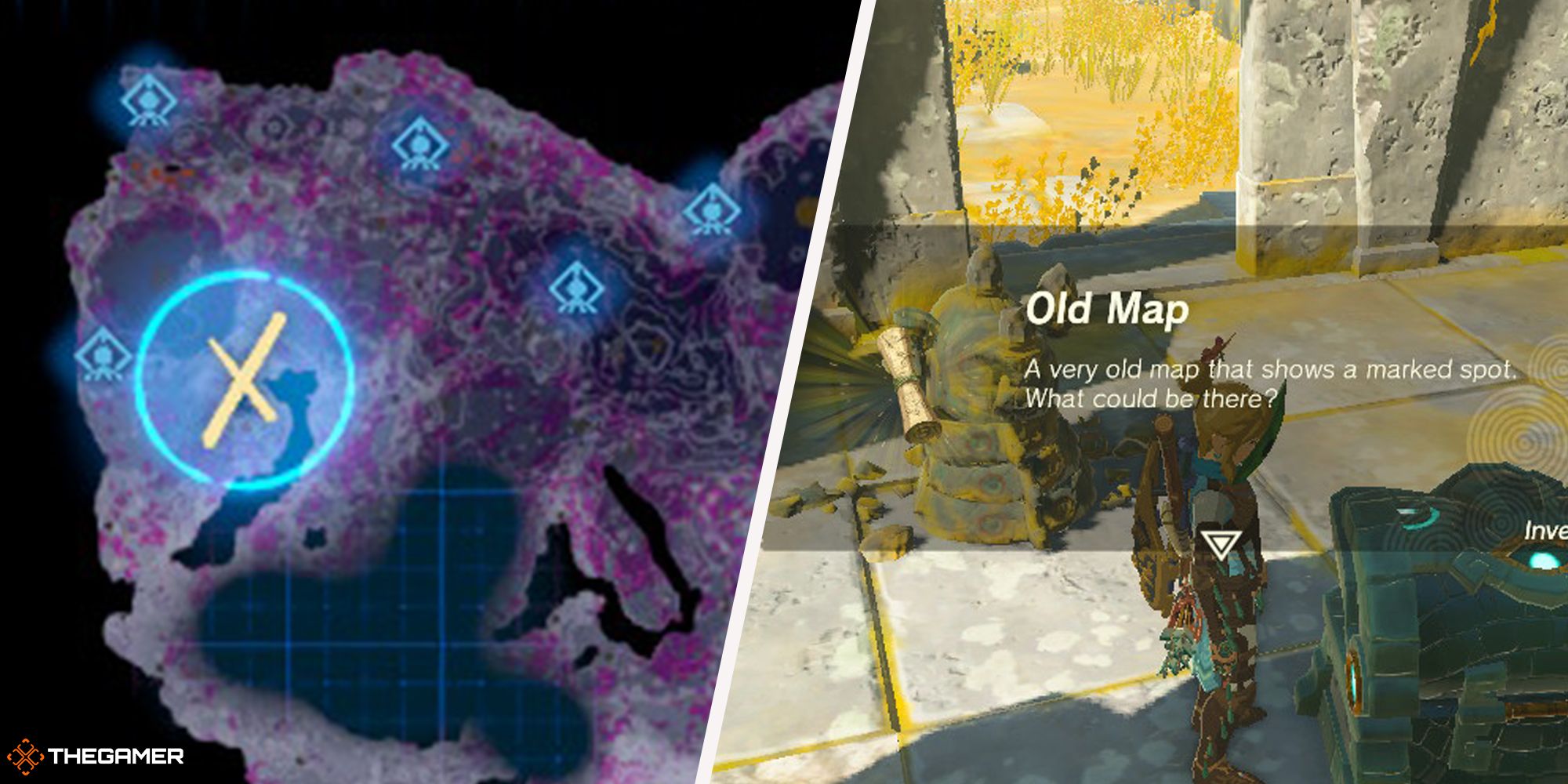 Where To Find Every Old Map In Tears Of The Kingdom   Tears Of The Kingdom Old Map Chest On Right Depths Map On Left 