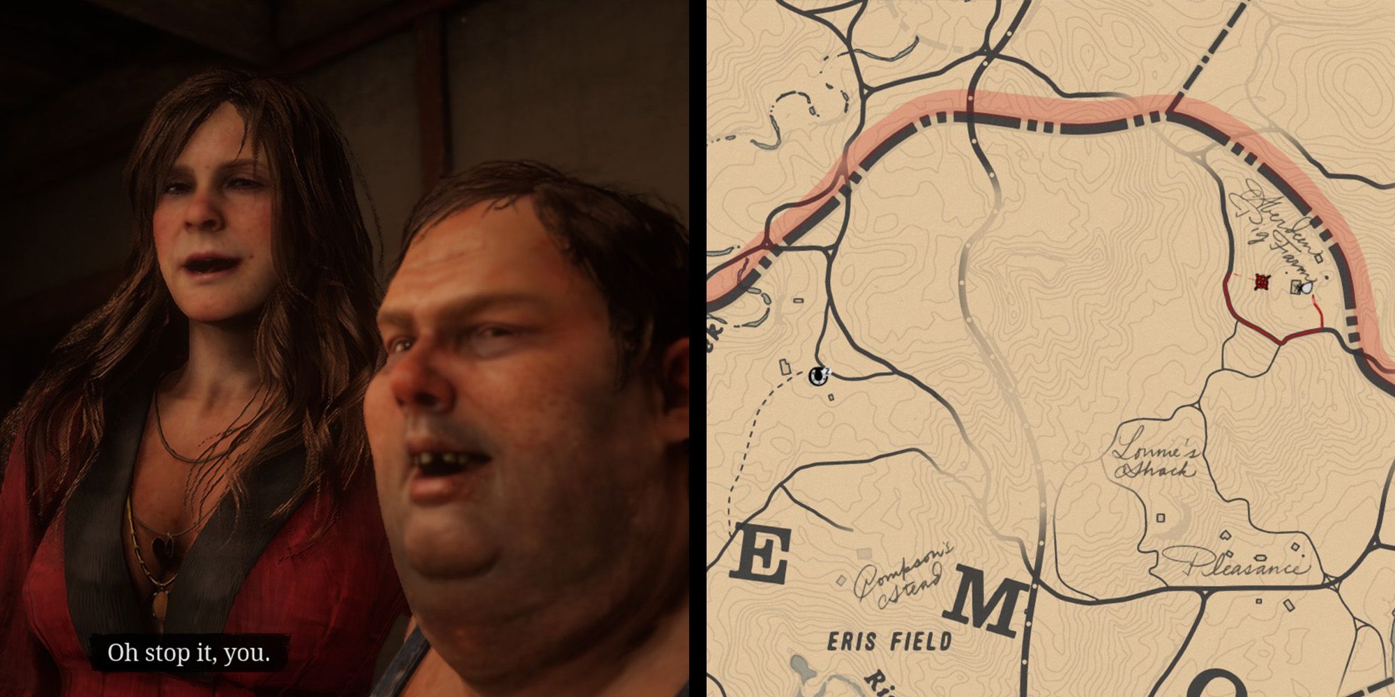 The Aberdeen Siblings and the location of their pig farm in Red Dead Redemption 2