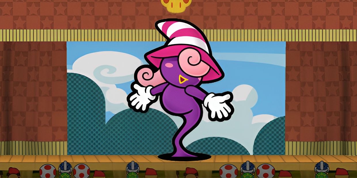 Trans ghost girl Vivian brings her drag-like aesthetic to an audience of toads, goombs and koops on stage.