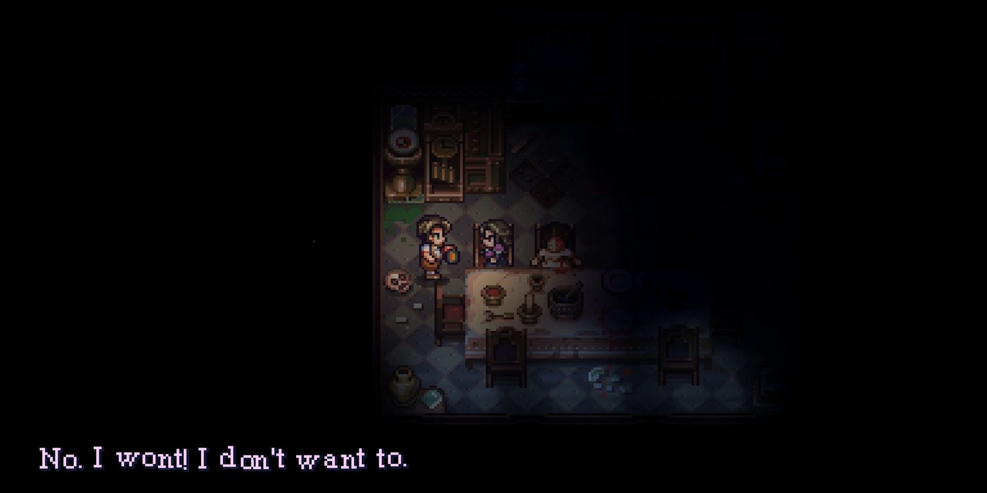Character holding lamp in front of table - Viviette Gameplay Screenshot via Steam
