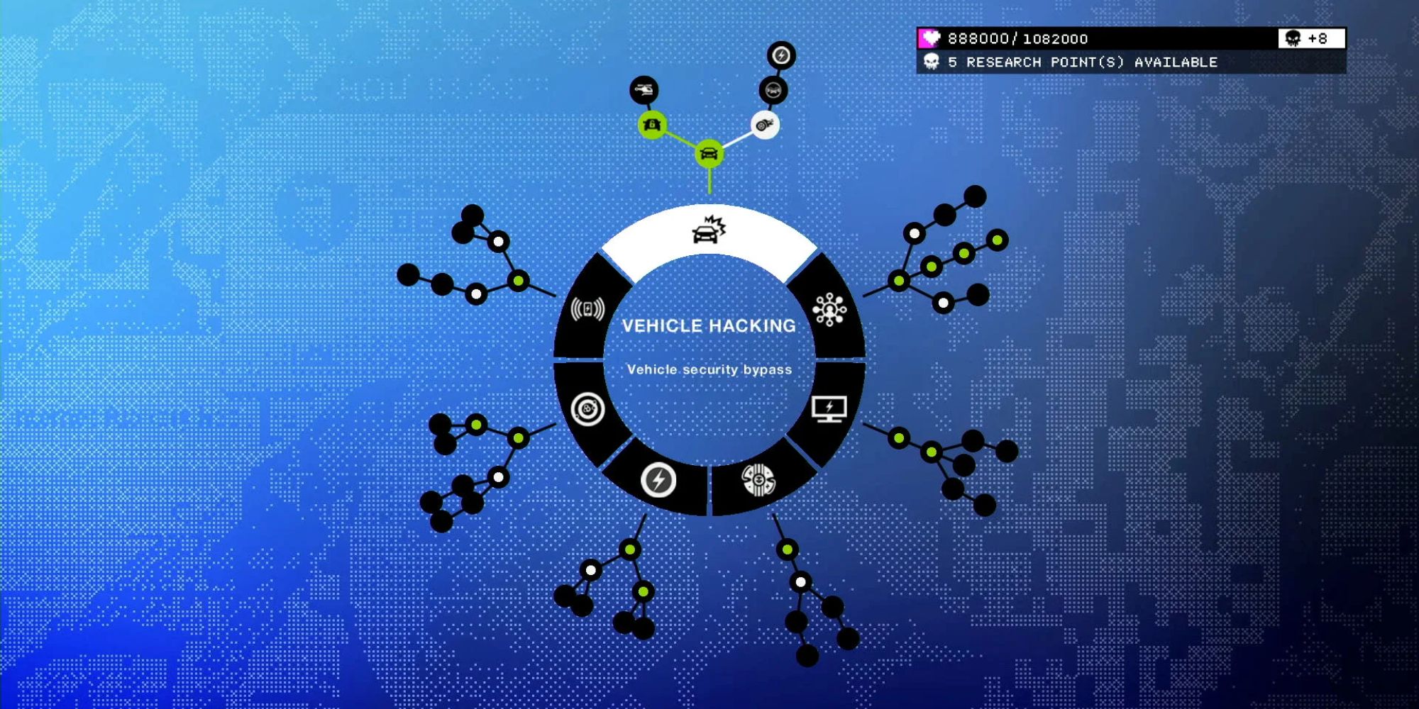An image of the skill tree from Watch Dogs 2, which allows you to customize how you want to play the game.