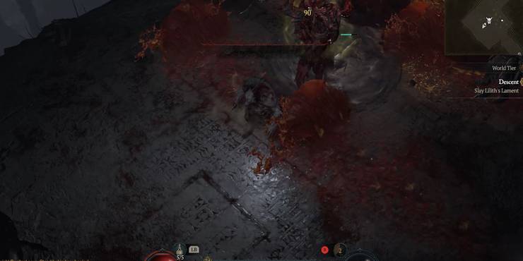 Diablo 4: An imposing werebear fighting in a sea of blood