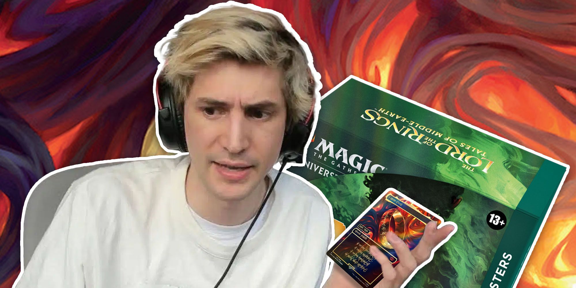 xQc with The One Ring card from Magic the Gathering