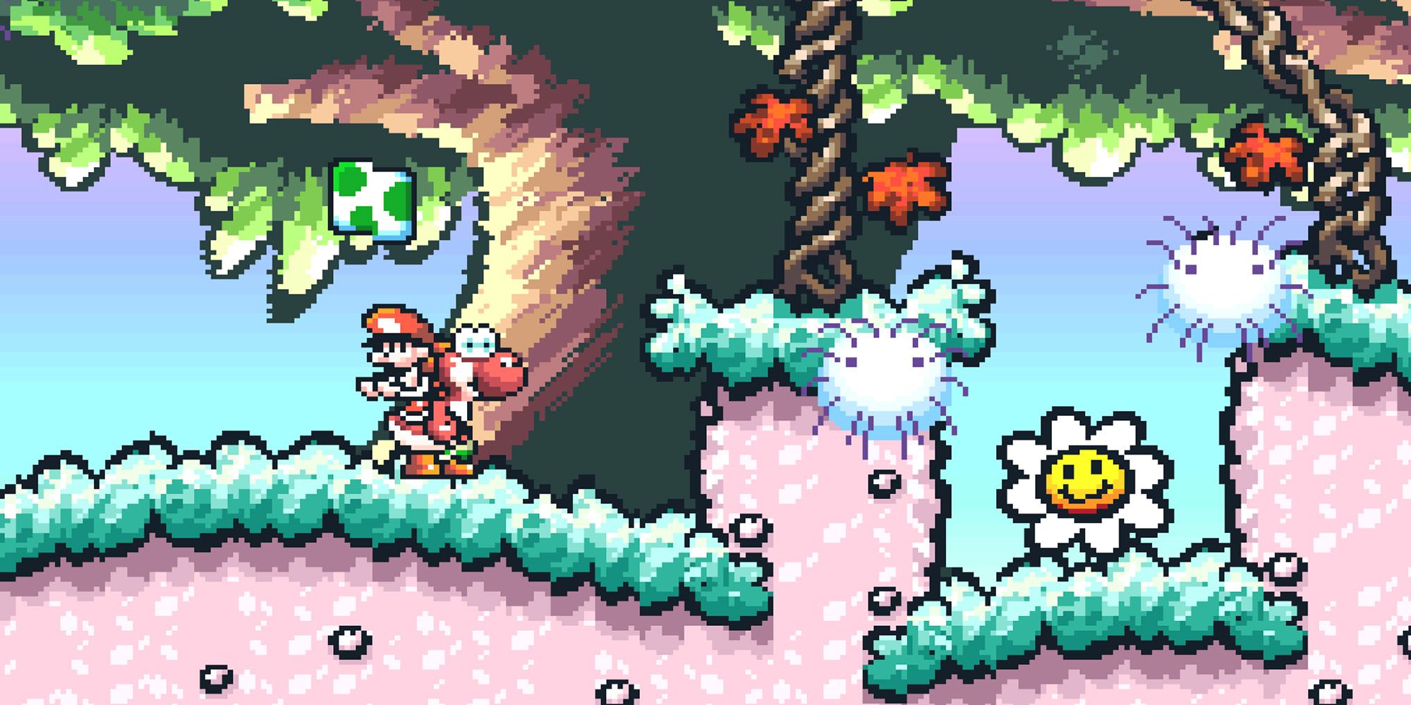 Yoshi's Island SNES: Yoshi Getting Dizzy In Touch Fuzzy, Get Dizzy