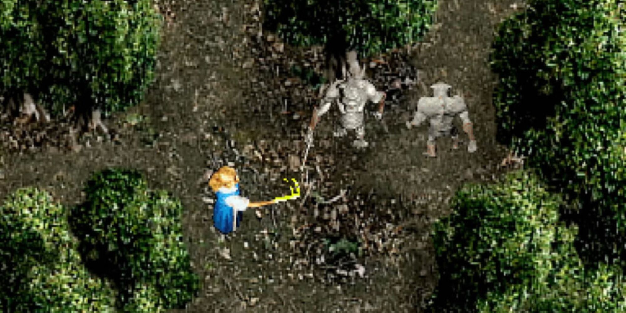 Zelda walks toward enemies with a torch in Zelda's Adventure