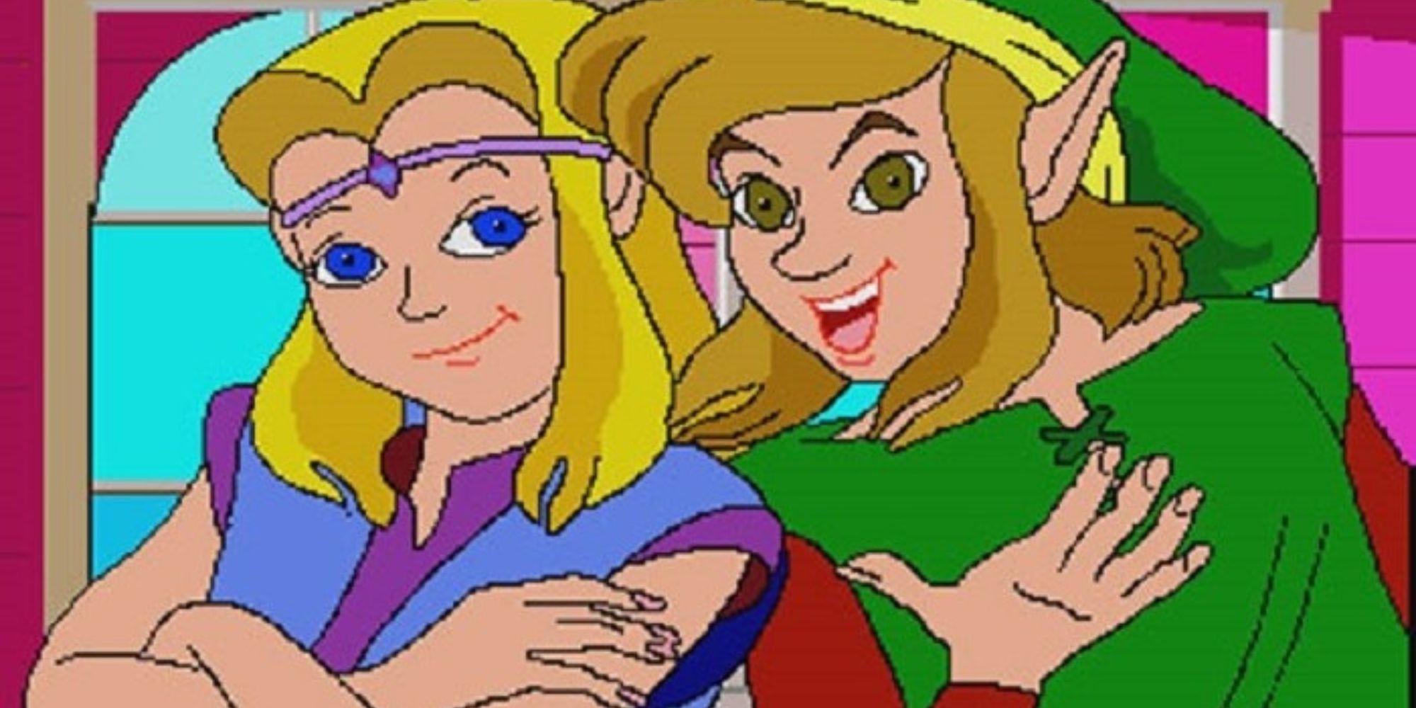 Link and Zelda stand beside each other