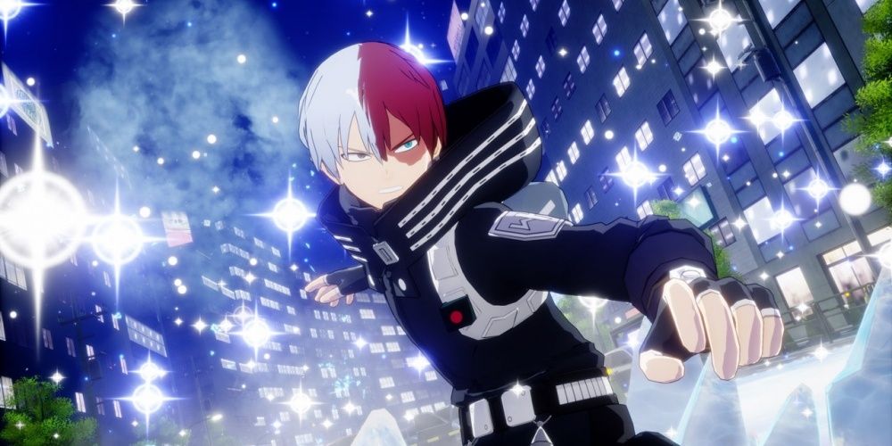 Shoto Todoroki surrounded by twinkling ice