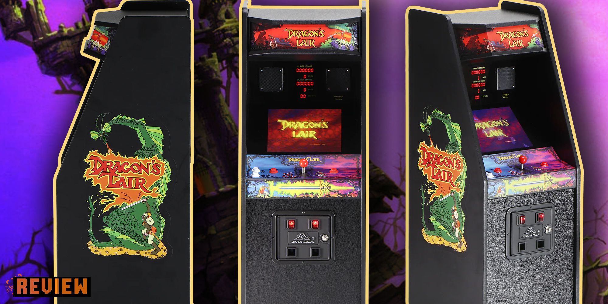 Product images from Dragon's Lair X Replicade Arcade.