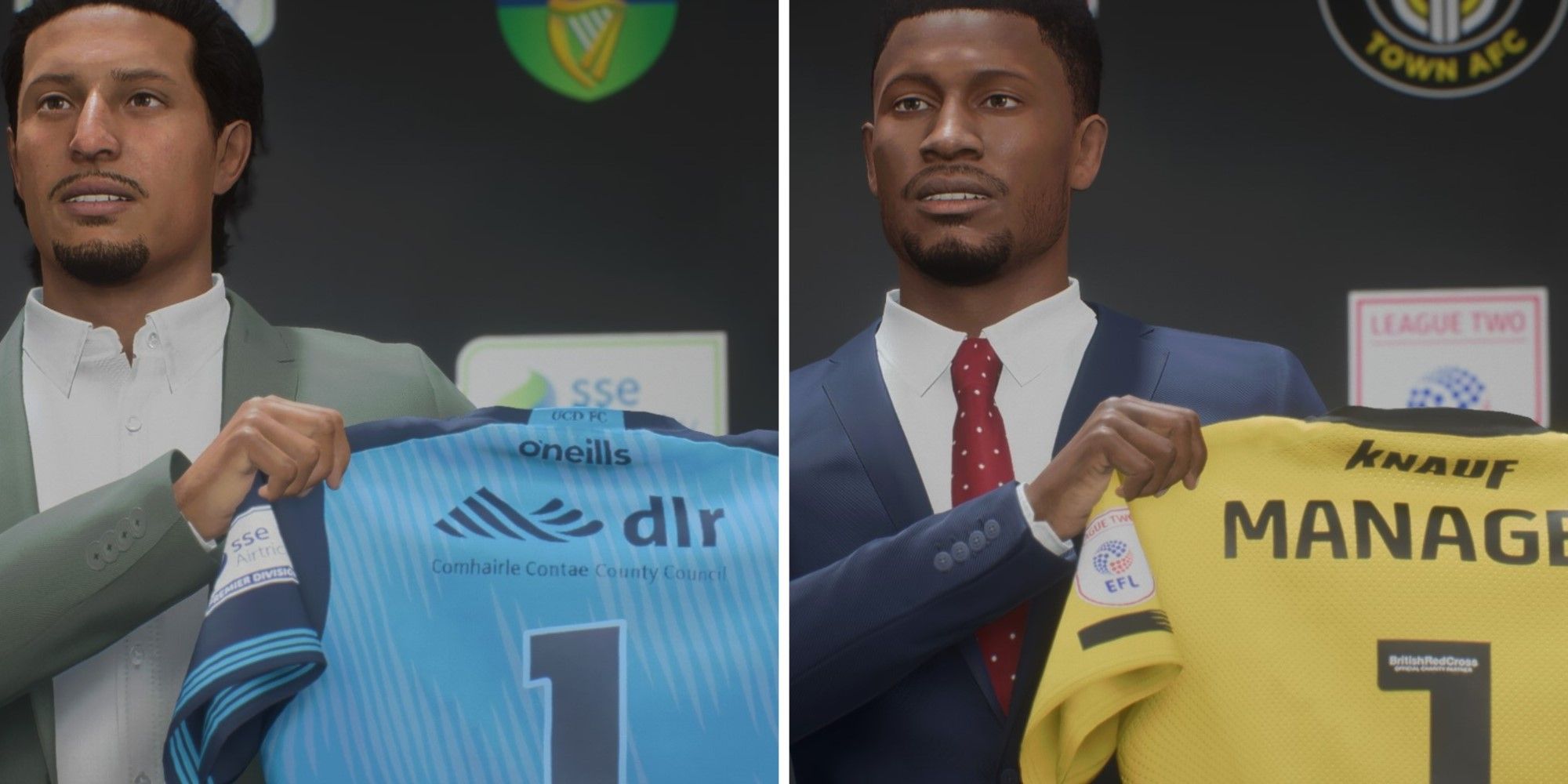 An image of UCD AFC and Harrogate Town in FIFA 23