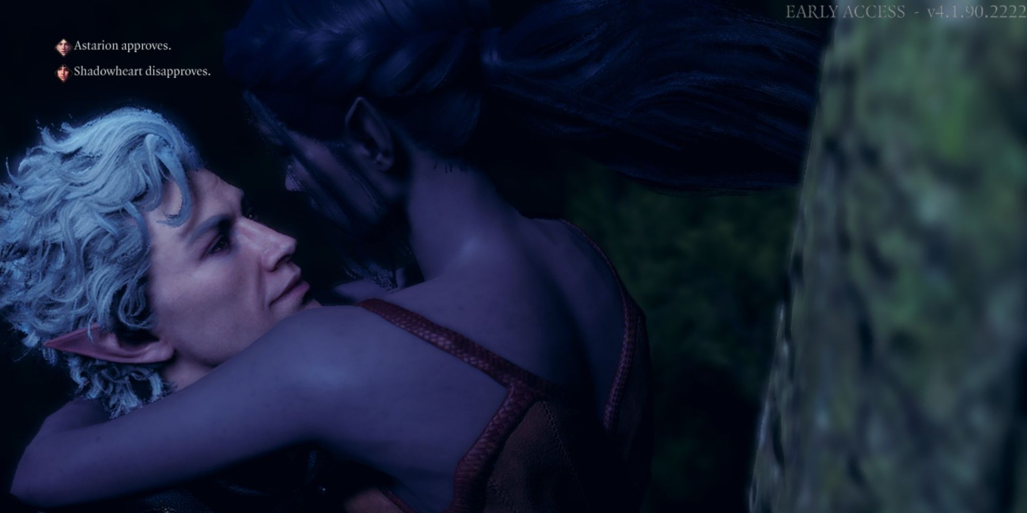 Astarrion holding player character up during romance