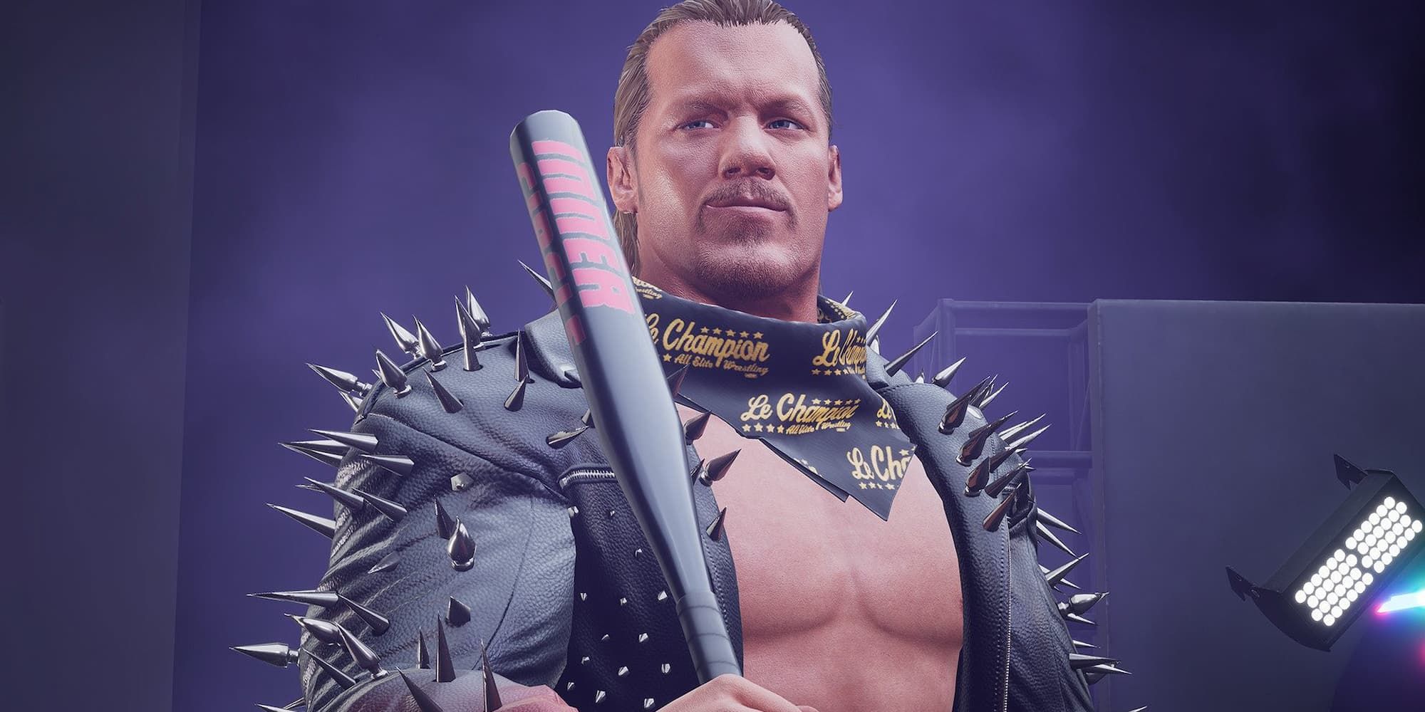 Chris Jericho makes his entrance with a baseball bat in AEW Fight Forever.