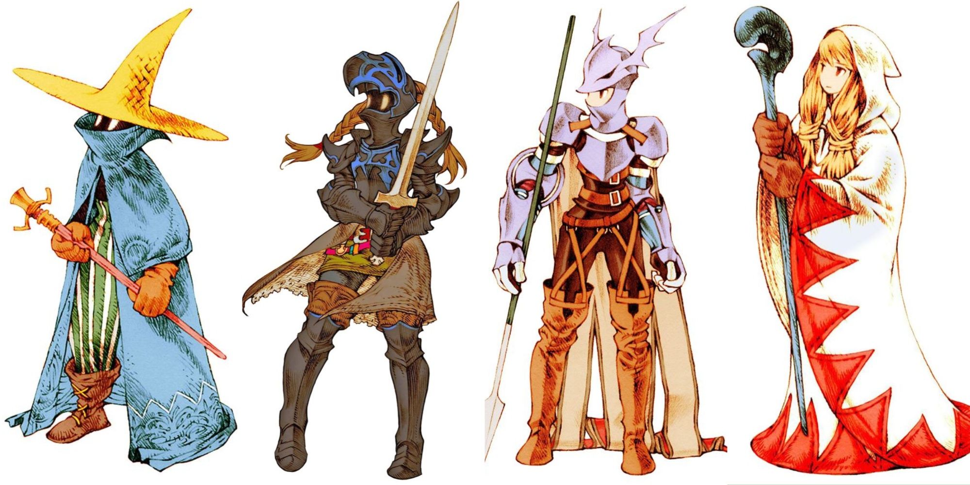 Black Mage, Dark Knight, Dragoon, and White Mage from Final Fantasy Tactics