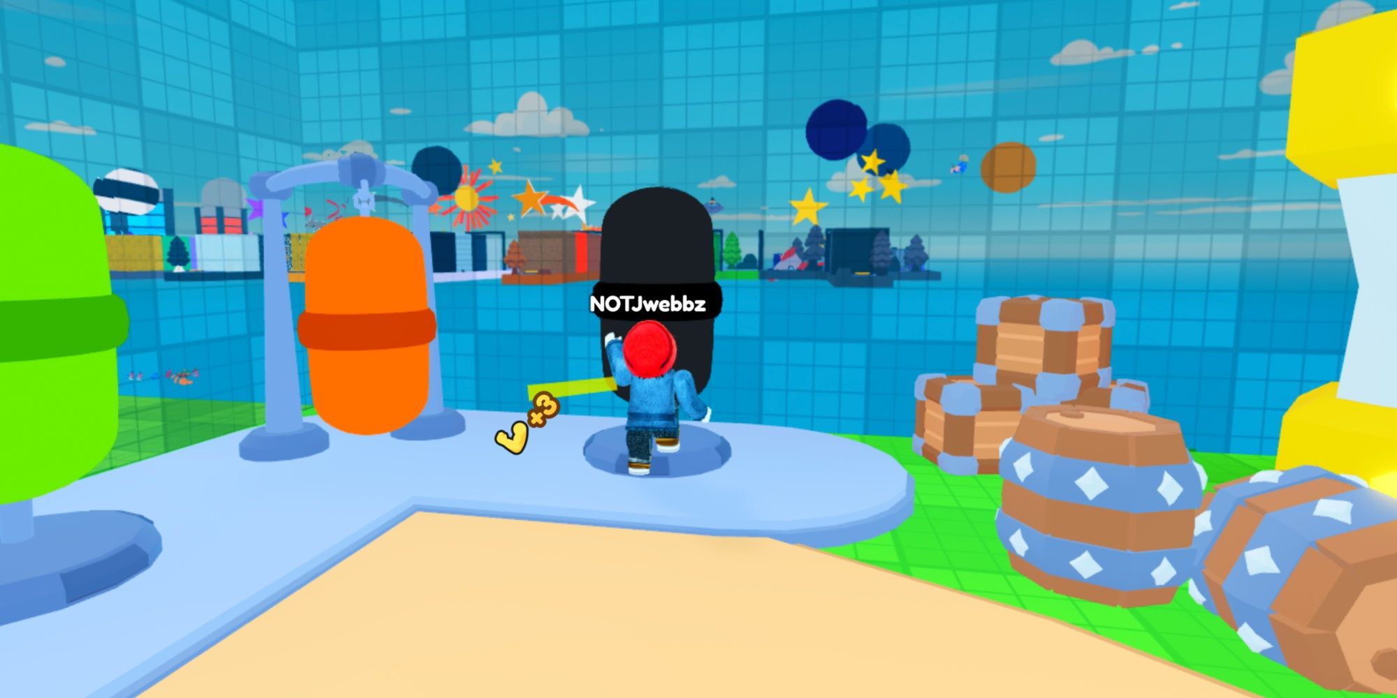 Punching in the lobby of Roblox's Head Punch Simulator