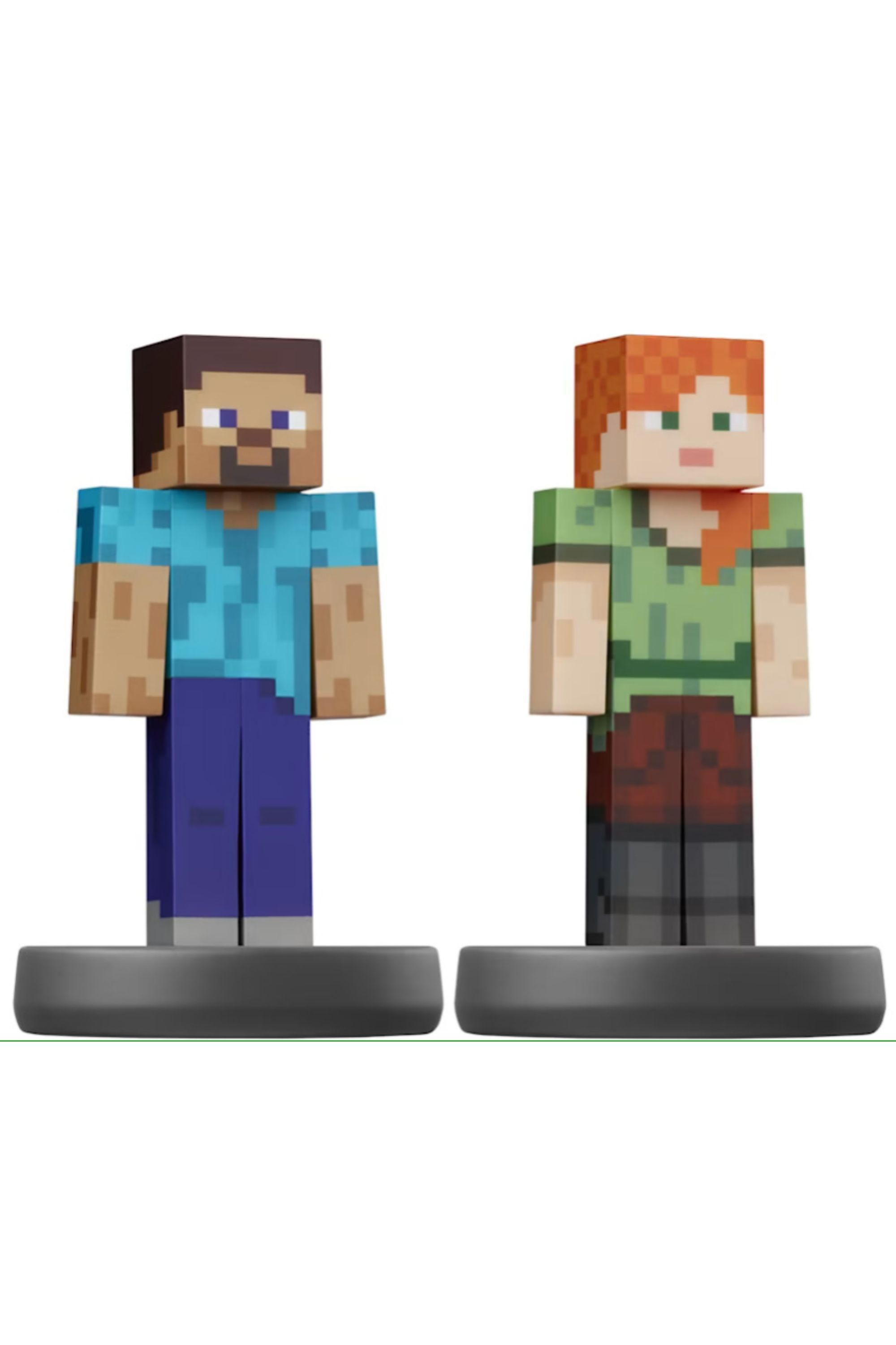 steve and alex from minecraft as amiibos