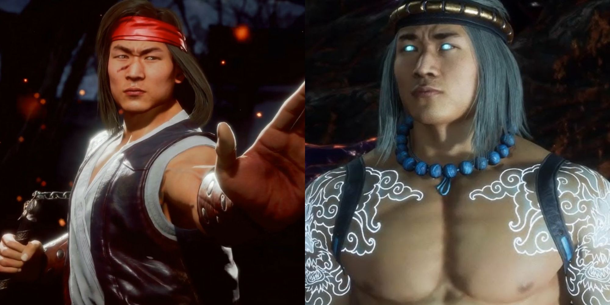 A collage showing two versions of Liu Kang.