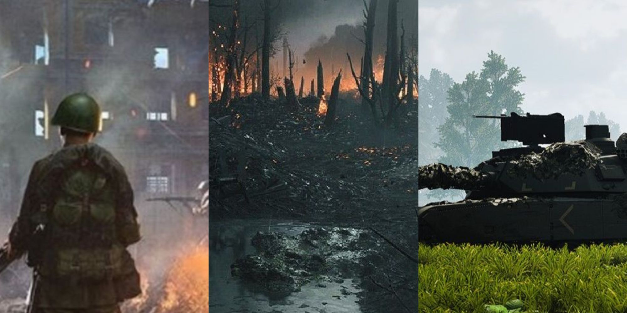 collage showing hell let loose battlefield 1 and squad