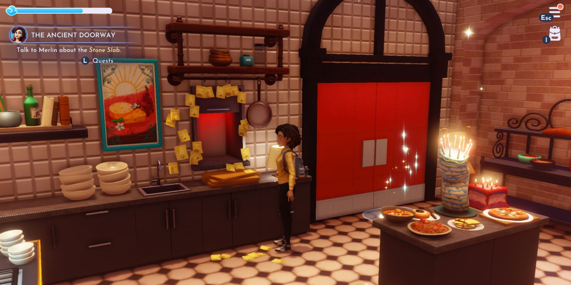 disney dreamlight valley player next to serving hatch in ratatouille realm