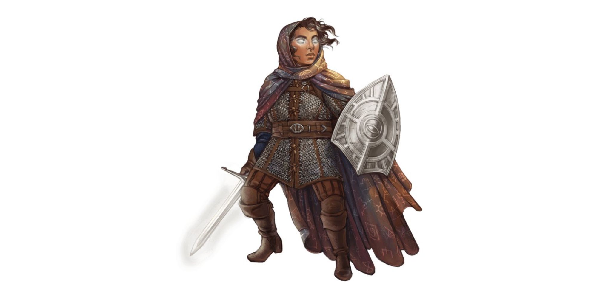 Dwarf Paladin of the Watcher by Anna Veltkamp holding a sword and shield from Tasha's Cauldron of Everything