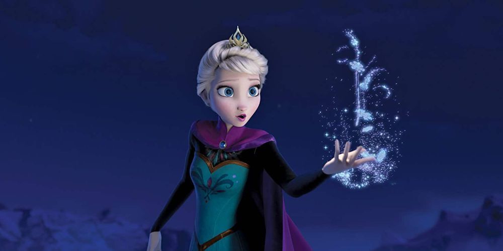 Elsa embracing her ice powers in Frozen.