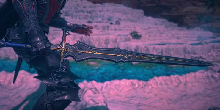 Clive's right hand holding Everdark Sword