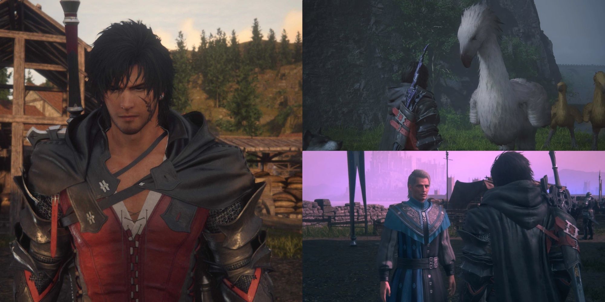 A Split image showing clive and his cutscenes from side quests