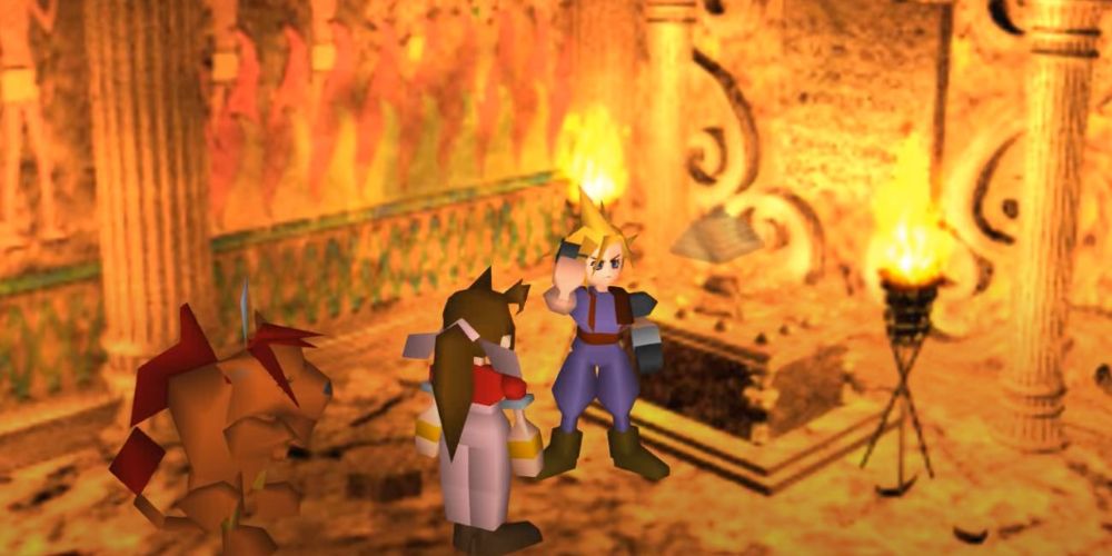 Final Fantasy 7 Aerith and Cloud in a tomb