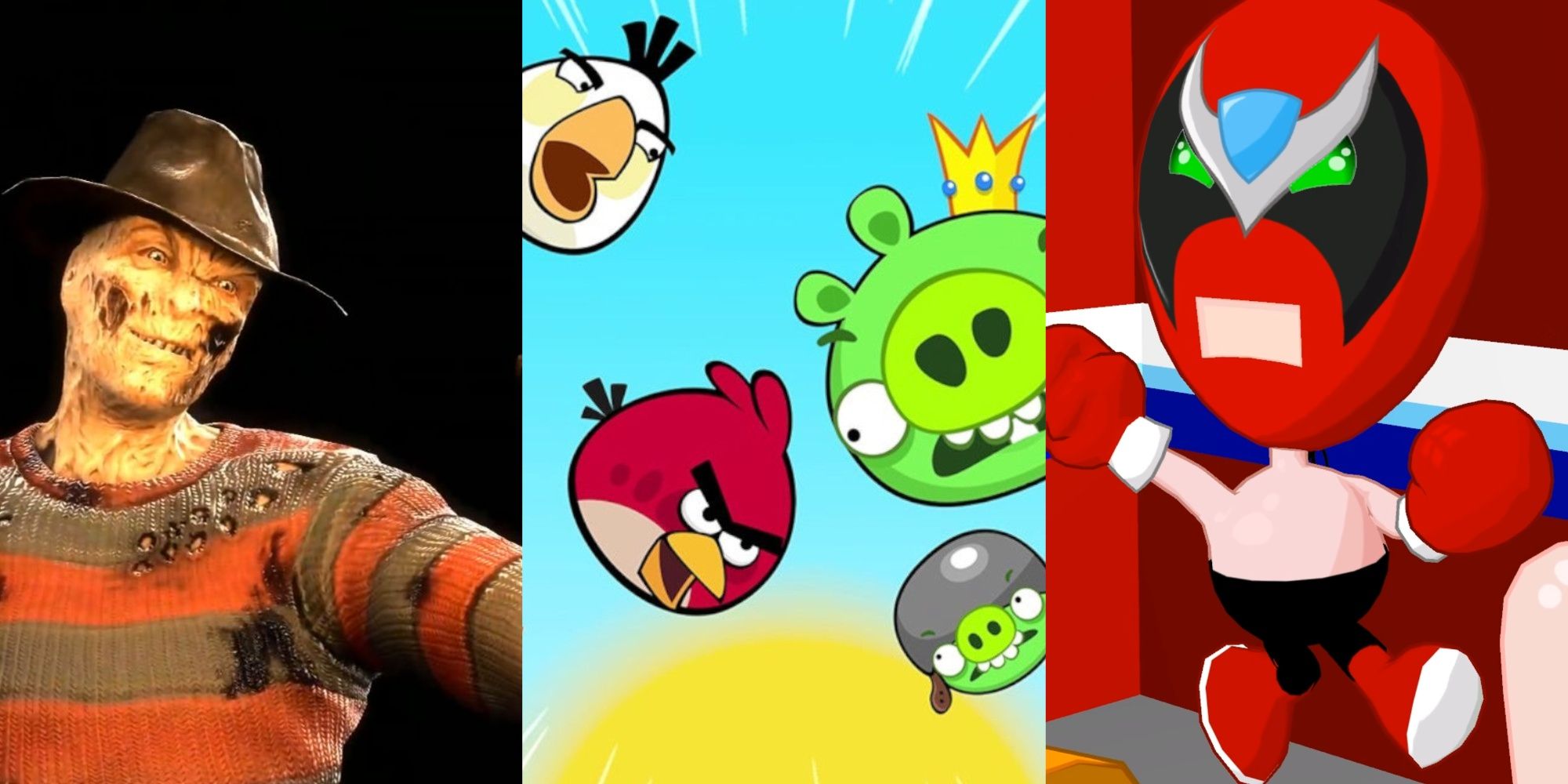 Freddy from Mortal Kombat 9, characters in Angry Birds 1, and Strong Bad from SBCG4AP