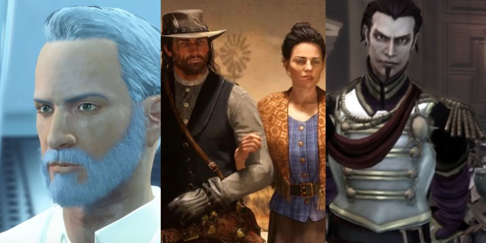 Spielegeschichten, die sich im Laufe der vorgestellten geteilten Bilder Fallout 4, Red Dead Redemption 2 und Fable 3 verändern