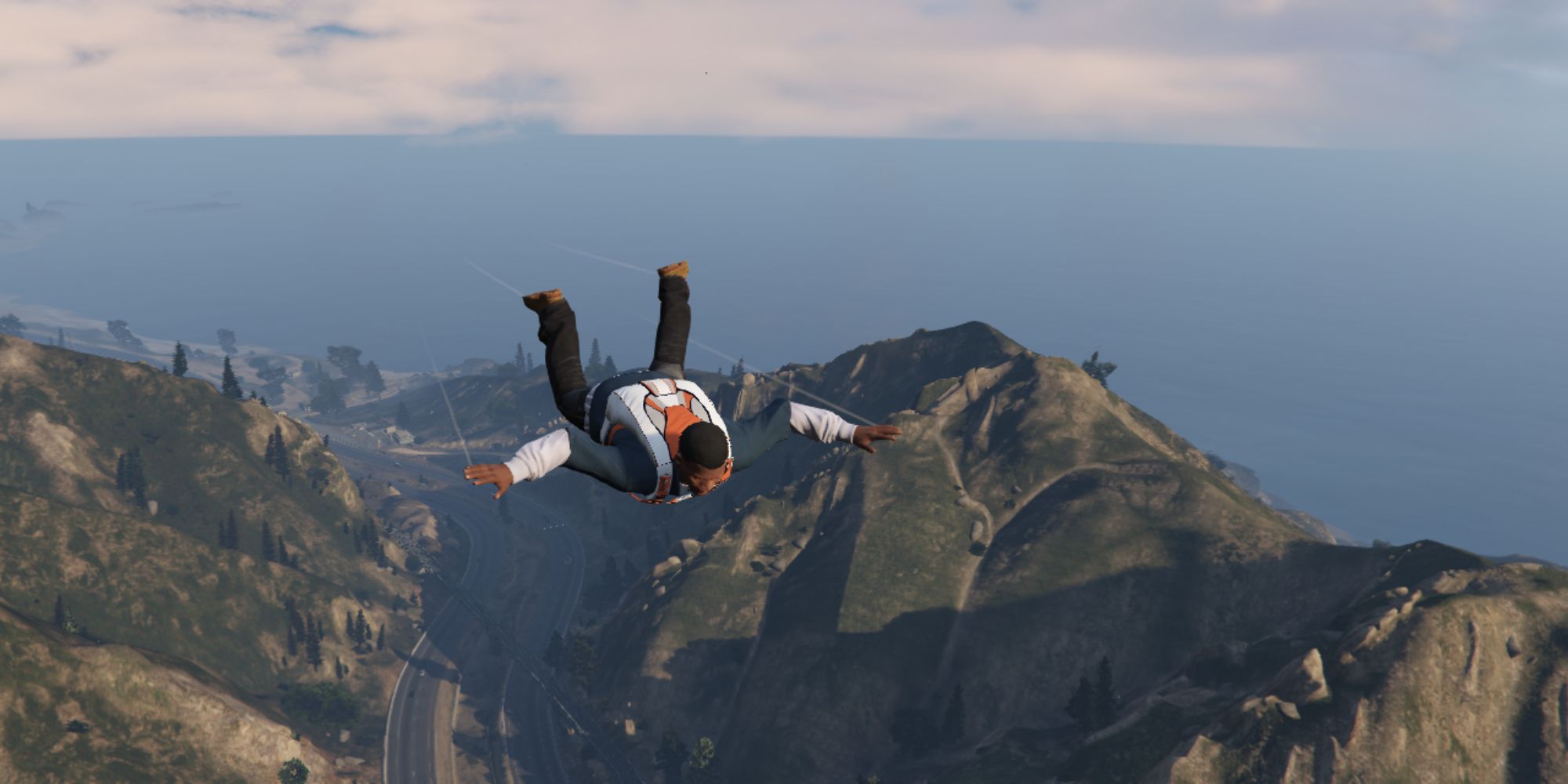 Grand Theft Auto 5 Screenshot Of Franklin Using Parachute