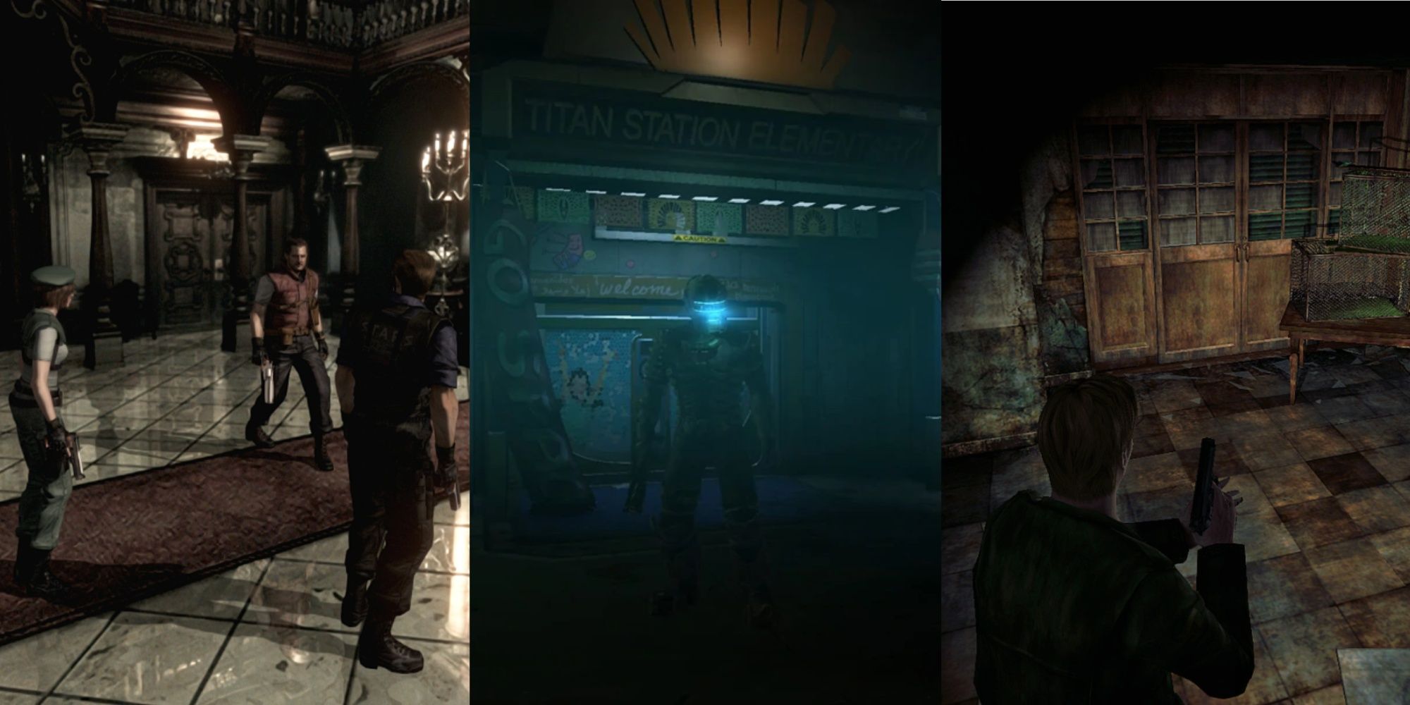 Resident Evil Spencer Mansion, Titan Elementary in Dead Space 2, The Apartments Silent Hill 2