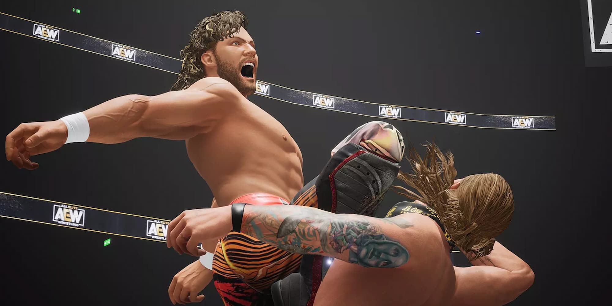 Kenny Omega hits Chris Jericho with the V Trigger in AEW Fight Forever.