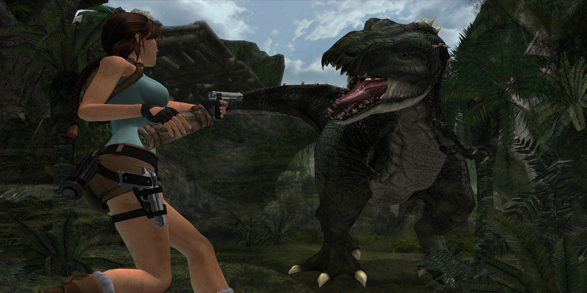 Lara Croft und ein T-Rex im Tomb Raider-Jubiläum