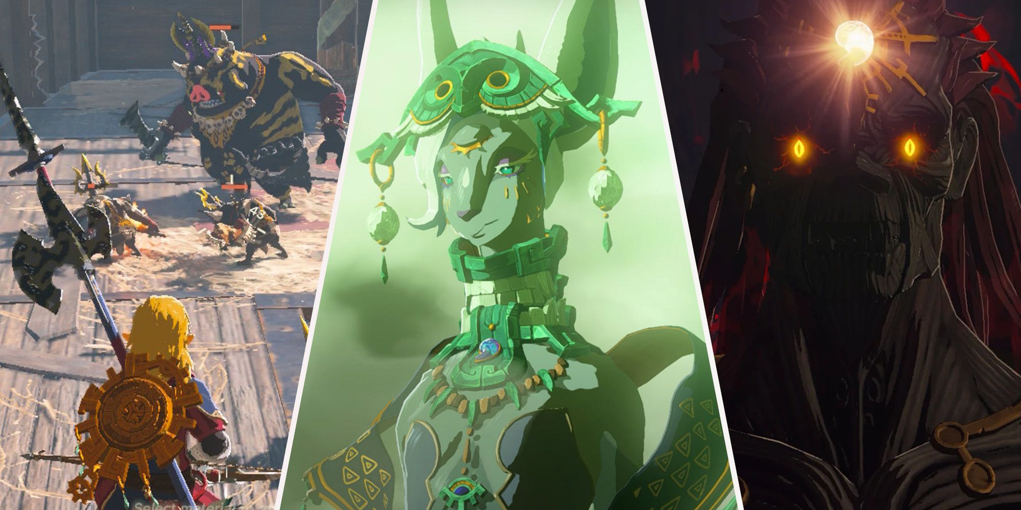 Link facing Lurelin Pirates, Mineru in fog, and Ganondorf with secret stone
